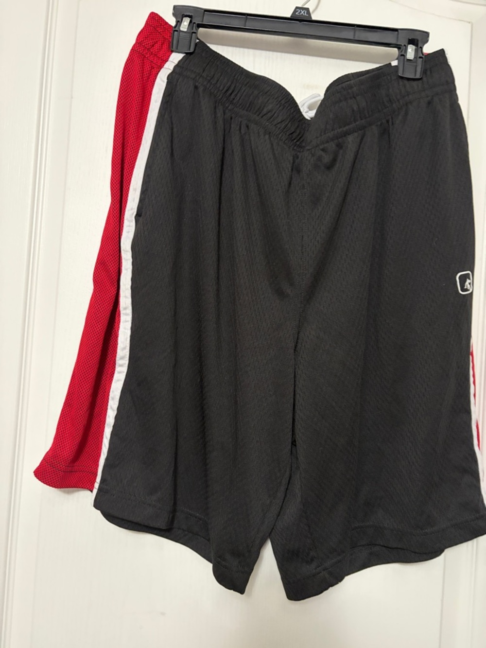 And1 Black Athletic Shorts with White Side Stripe and Red Accent